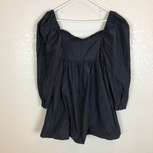 NWOT Zara Black Embroidered Puff Sleeve Mini Dress - Picture 10 of 12